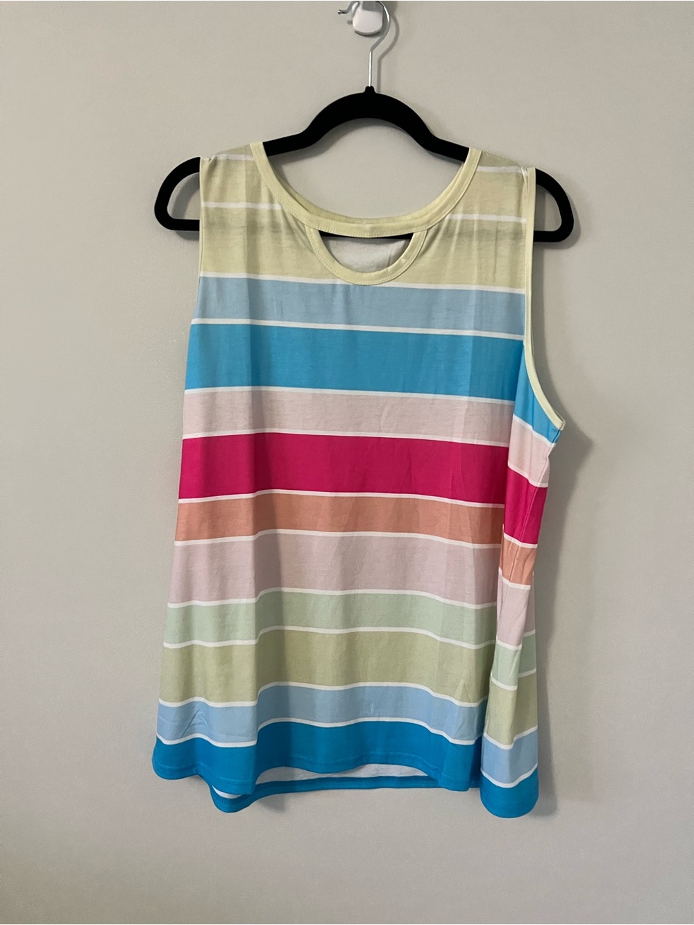 Sleeveless Multicolor Stripe Tank Top - Pink/Blue/Green